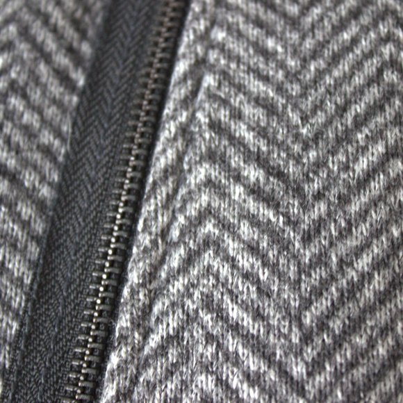 Banana Republic | Asymmetrical Zip Fleece Jacket | Black/Grey Herringbone | S/P - Picture 9 of 11